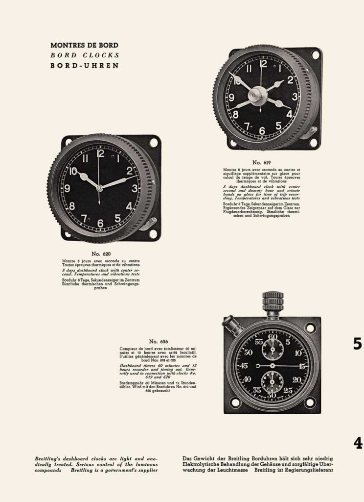 Cronógrafos e instrumentos para pilotos, catálogo de Breitling, 1941.