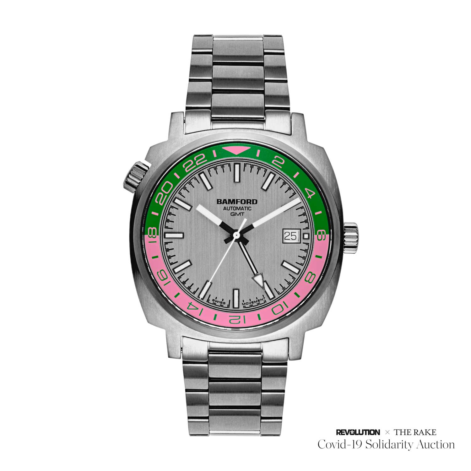 Unique Pink and Green Bamford GMT for Revolution x The Rake Covid-19 Solidarity Auction